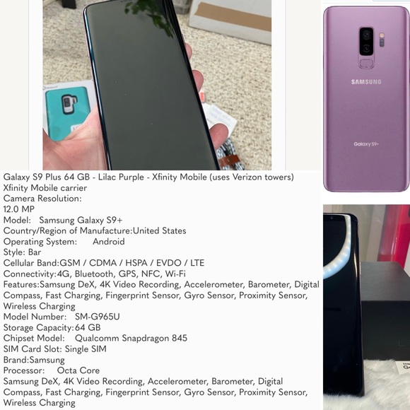 Galaxy S9 Plus 64 GB - Lilac Purple with many new extras! EXC COND UNLOCKED - Picture 3 of 12